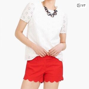 J Crew Red Scalloped Hem Shorts size 2